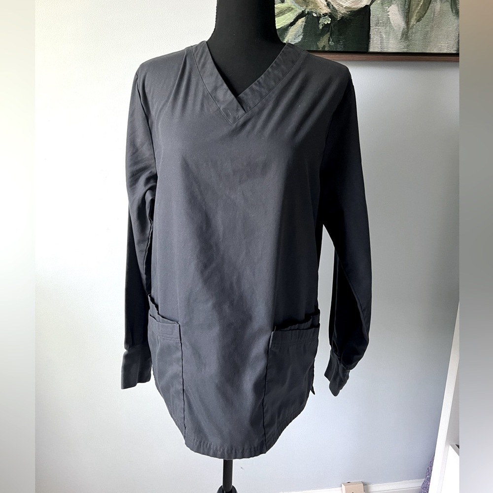 NWOT Long Sleeve Butter-Soft Charcoal Gray Scrub Top
